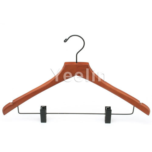 2017 Hot Selling Wooden Cloth Hanger with Clips