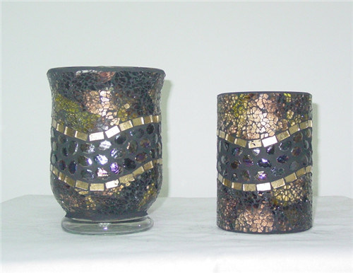 Mosaic Glass Pillar Candle Holder