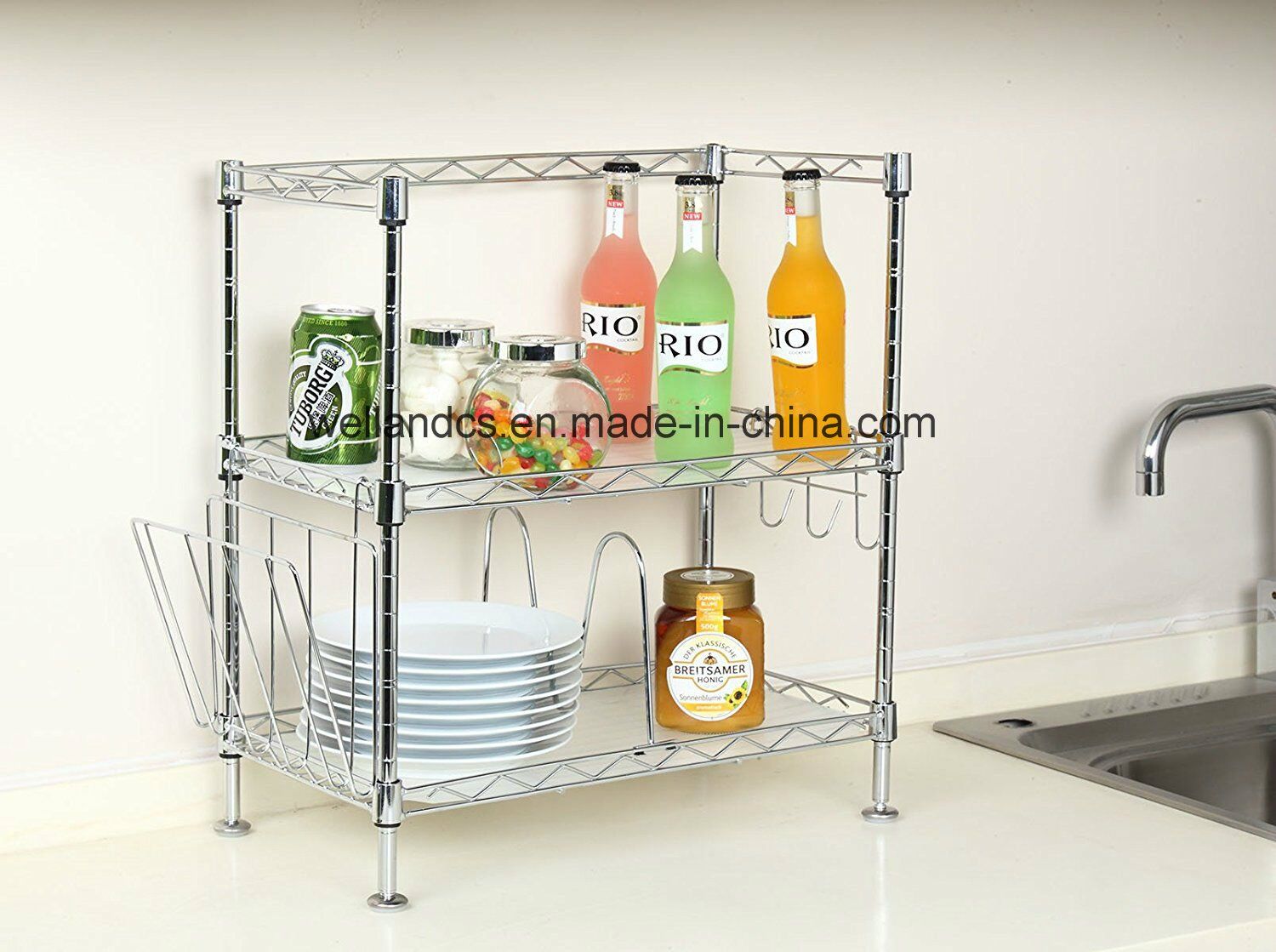 2018 Hot Sale Chrome Plated 2-Tiers Adjustable Kitchen Bakers Microwave Wire Rack