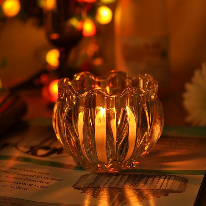 Pumpkin High Clear Glass Candle Holders