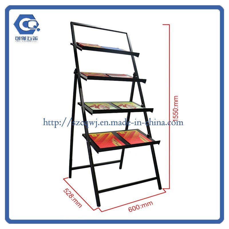 Foor Standing Magazine Brouchure Book Display Stand Spinning Mesh Pocket Rack