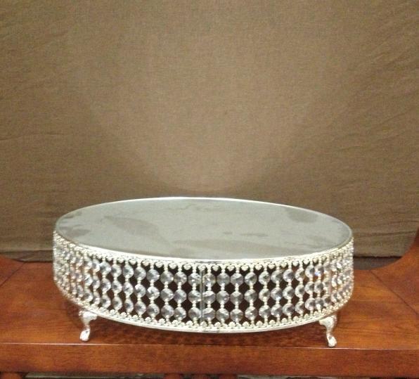 Elegant Metal Cutting Cake Holder with Crystal Beads (CA-998)