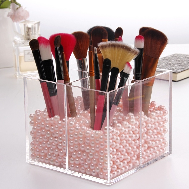 Counter Clear Acrylic Makeup Brush Holder, 4 Slots