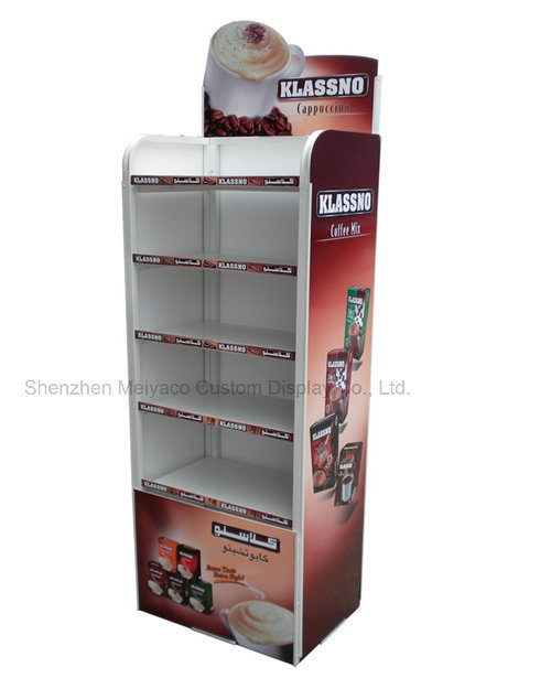 Supermarket Use Top Durable Coffee Floor Standing Display Rack