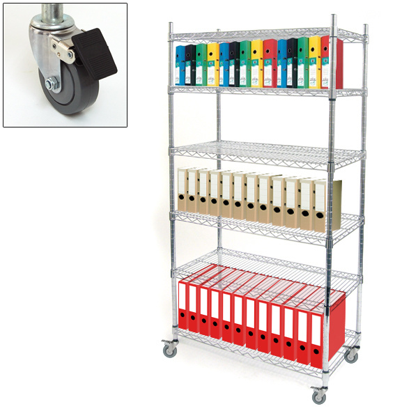 Modern Adjustable Metal Office Storage Furniture Wire Rack with Wheels