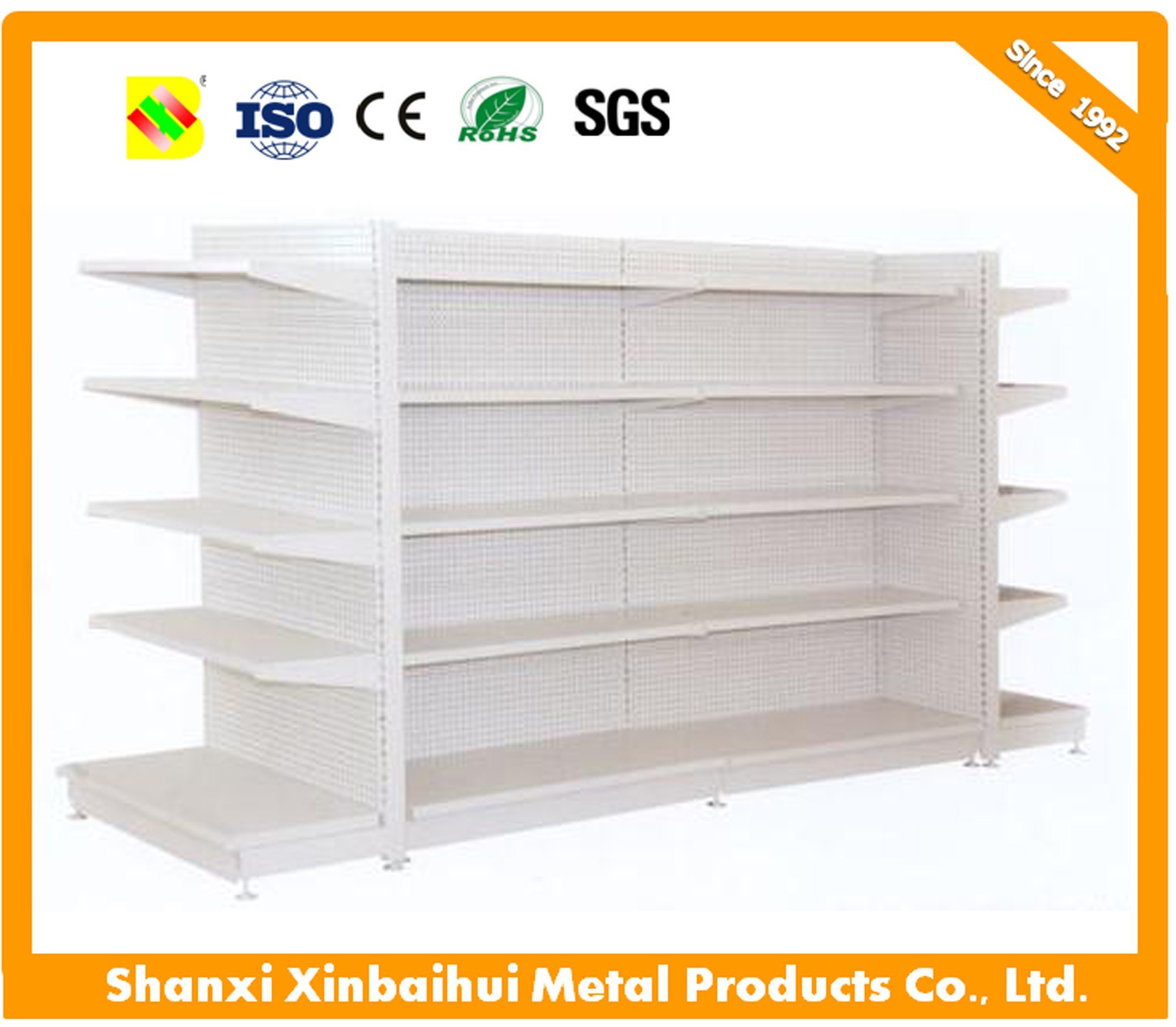 2017 Hot Sale Double Side Wooden Color Supermarket Wood Gondola Shelving