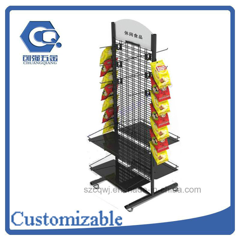 Supermarket Metal Grid Mesh Snack Hanging Display Rack