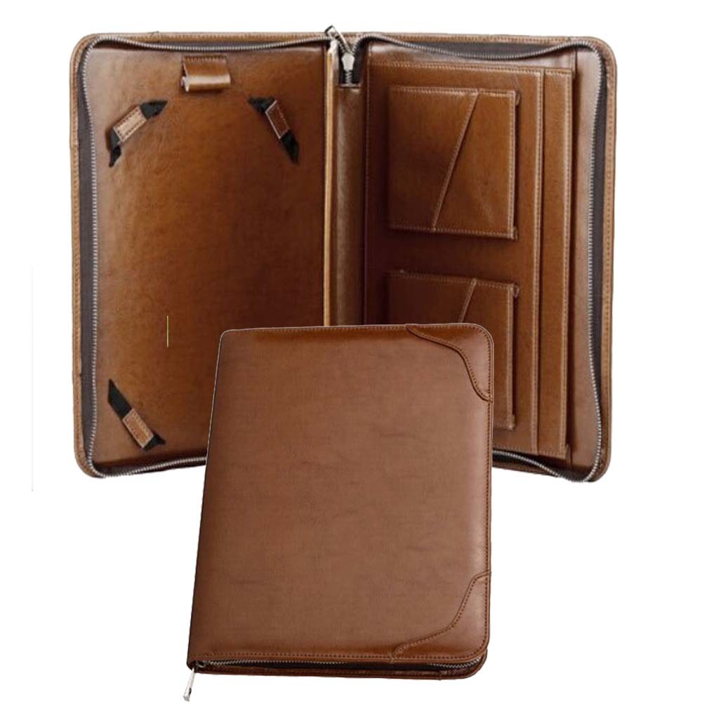 Custom Genuine Leather Tablet Portfolio with Pad Holder