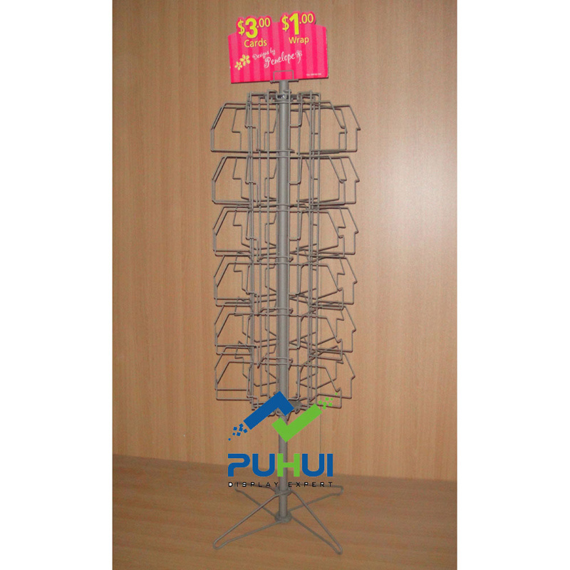 Spinning Metal Floor Standing Napkin Display Rack for Retail Shops (PHY222)