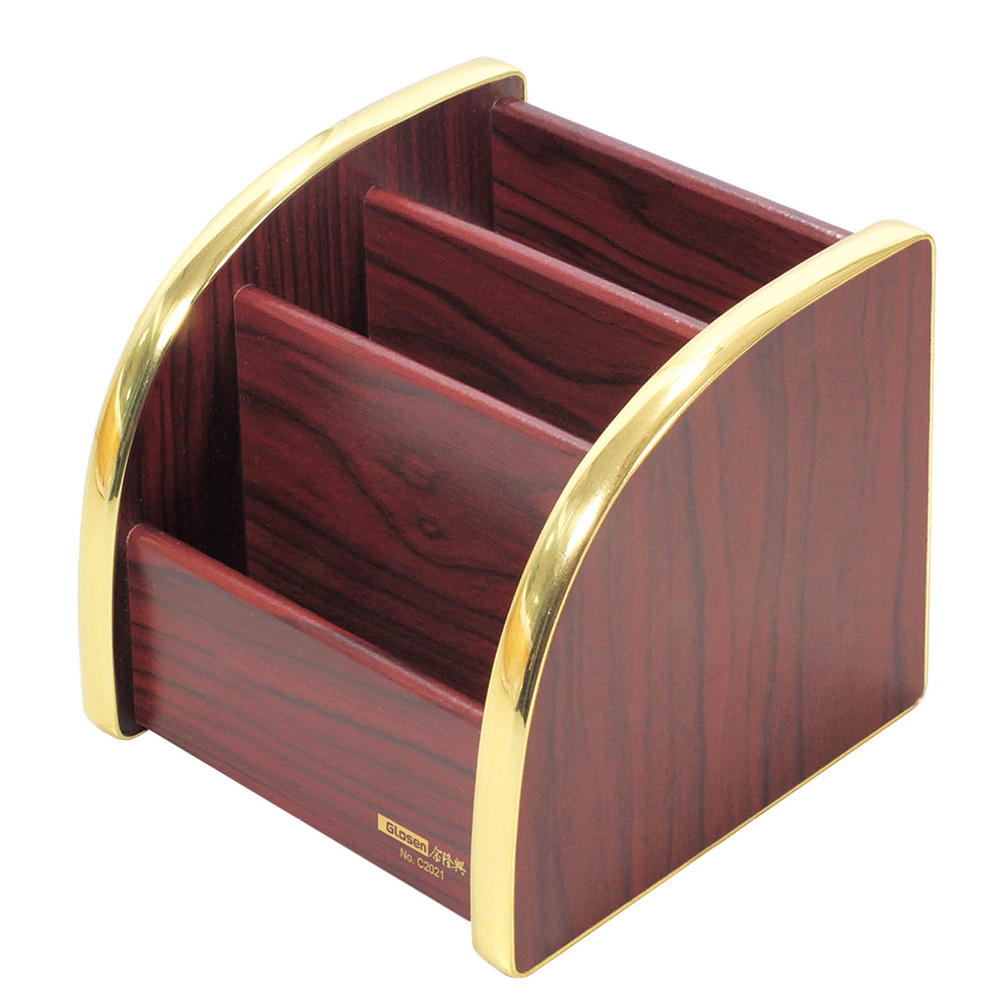 Desktop Small Size Golden Edge Wood Note Holder