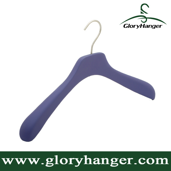 Hotel Wooden Clothing Hanger with Metal Hook for Garment Store Fixture Rubber Painting Colour