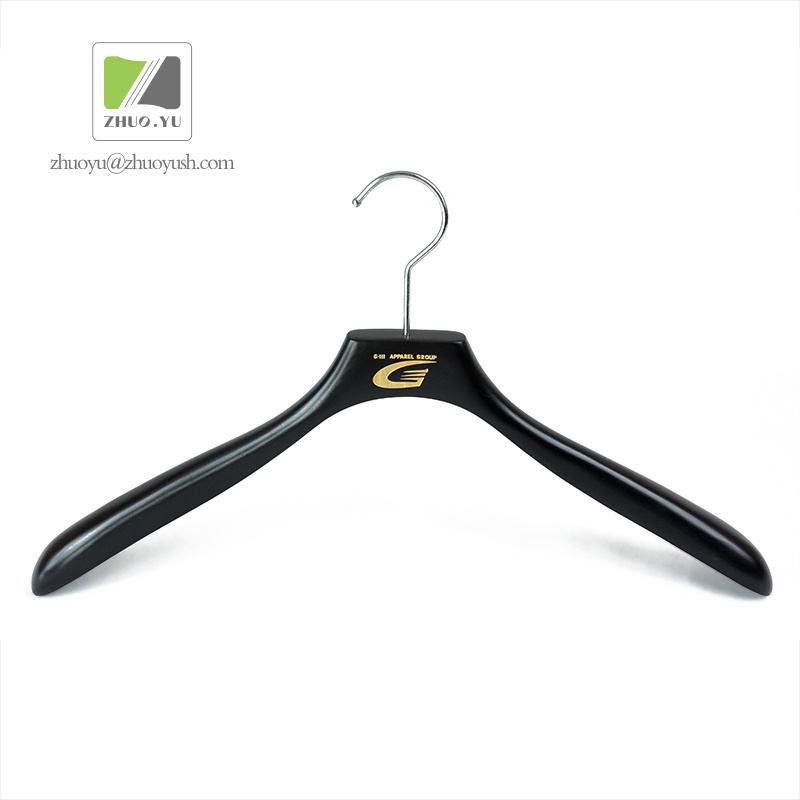 Matte Black Wooden Coat / Clothing Hangers at Factory Price