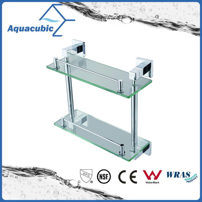 Modern Wall Mount 2 Tier Chromed Glass Shelf (AA6820)