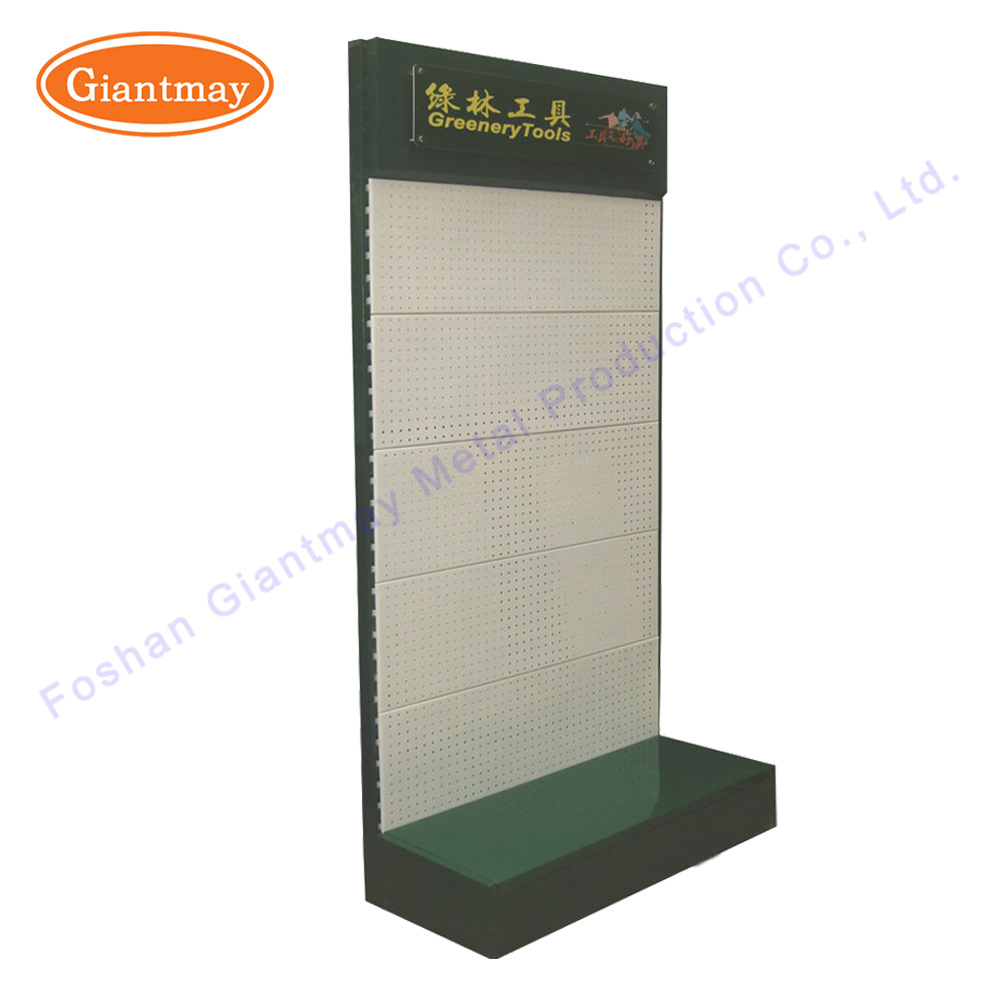 Floor Standing Iron Perforated Display Shelves Stands with Hooks