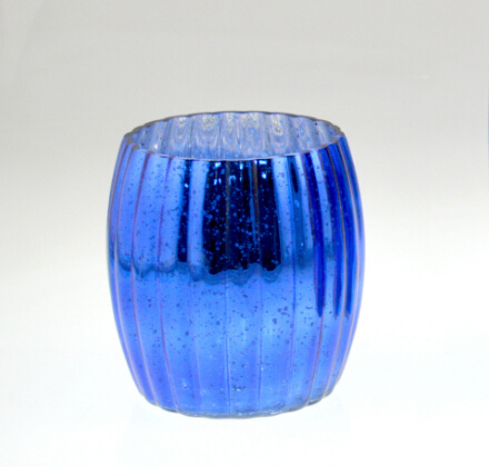 Cylindrical Blue Candle Holder for X'mas