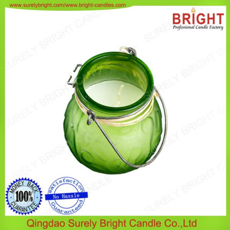 Outdoor Used Hanging Glass Jar Candle with Handle