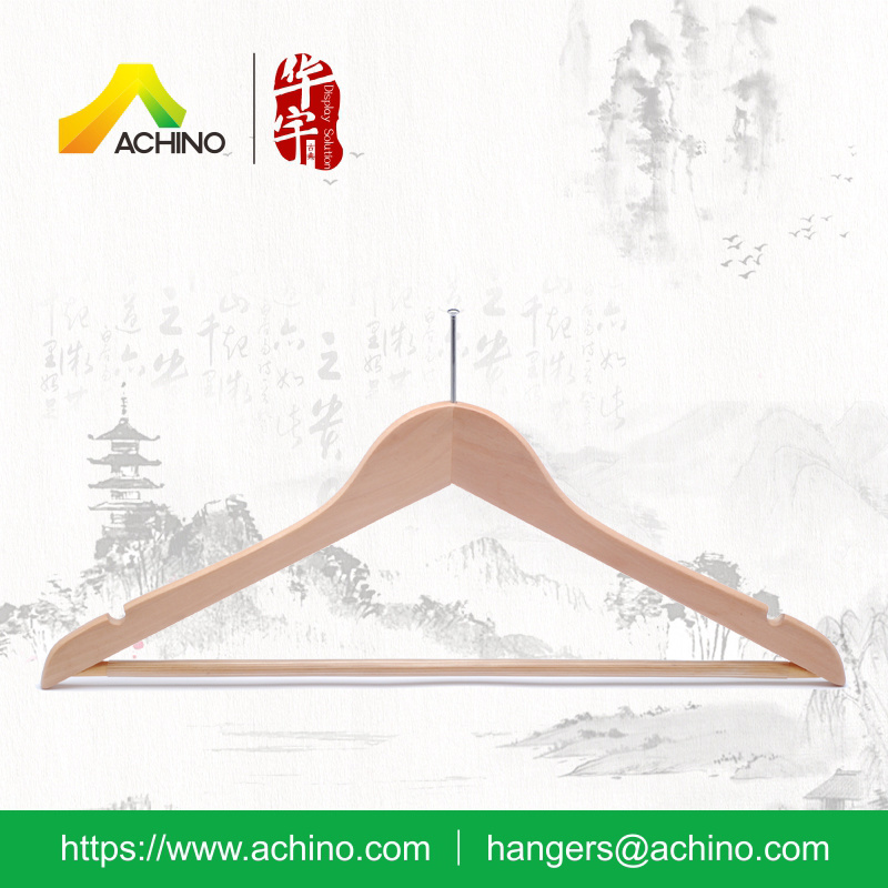 Wooden Coat Hanger with Round Bar (AHWMH103)