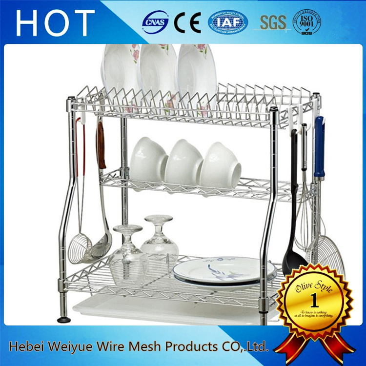 Patented Adjustable Chrome Metal Kitchen Dish Drying Rack, Plate Rack