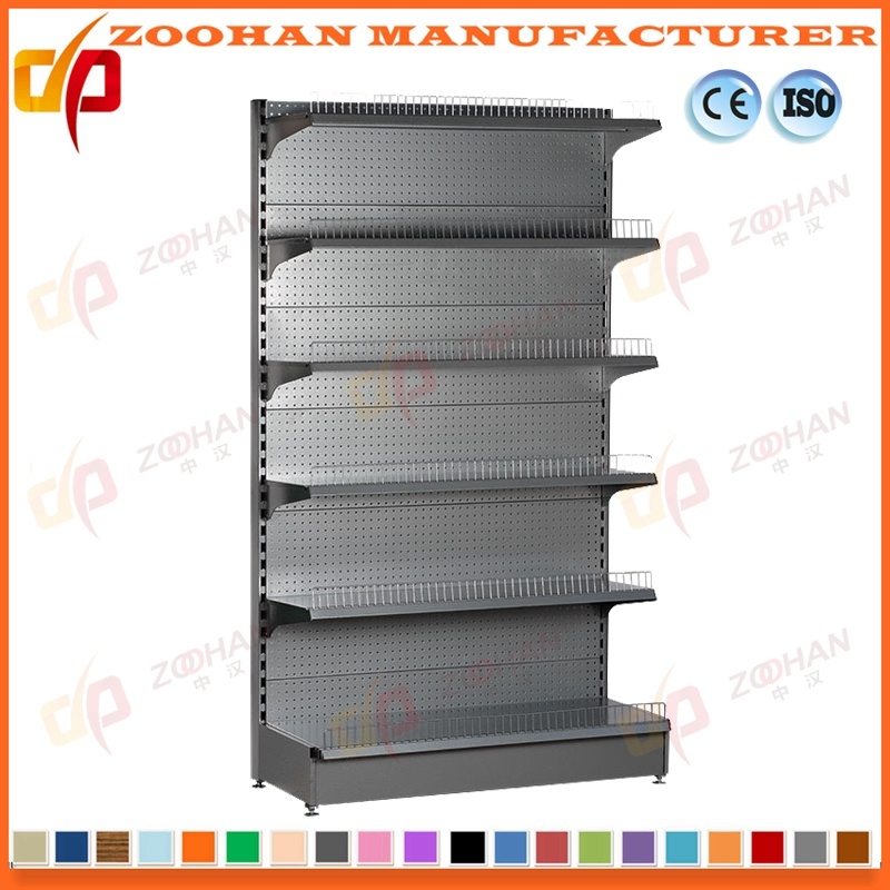 Metallic Supermarket Store Perforated Shelves Storage Racks Display Shelving (Zhs411)