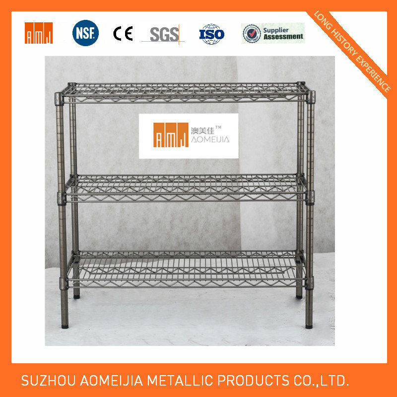 Transparent Powder Coated Wire Shelf 3tiers