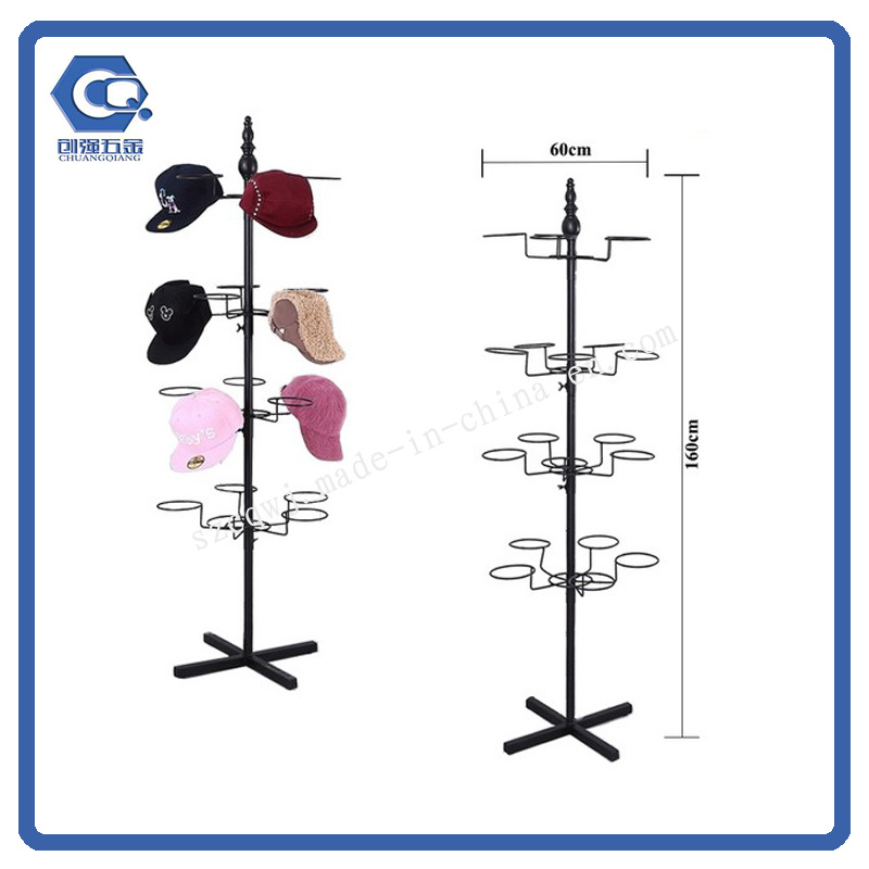 Custom 4-5 Tiers Floor Stand Rotating Baseball Cap Display Rack