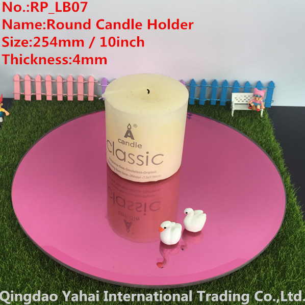 4mm Large Bevel Pink Glass Mirror Candle Holder