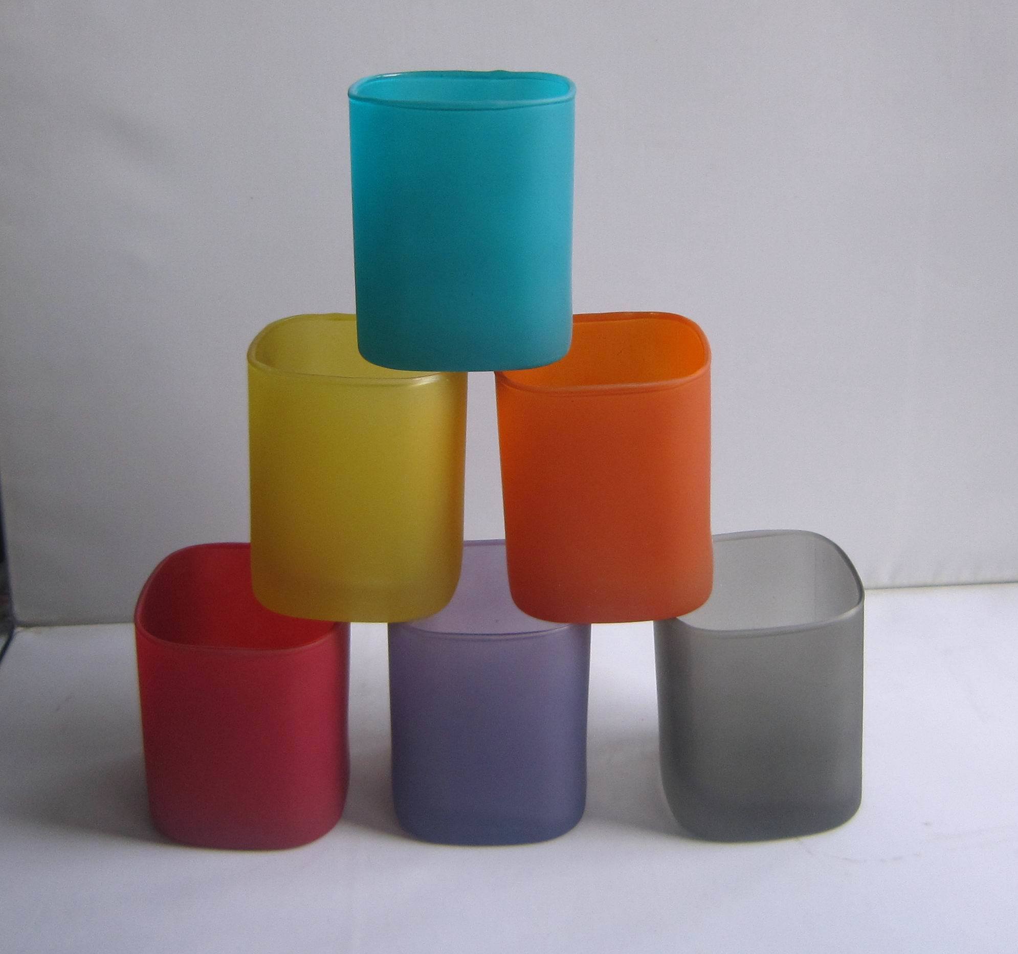 Colorful Square-Shaped Glass Candle Holders