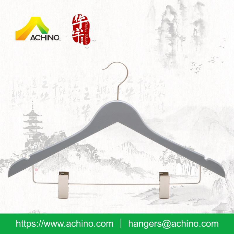 Wooden Clip Hangers for Men (WCH103-Grey)