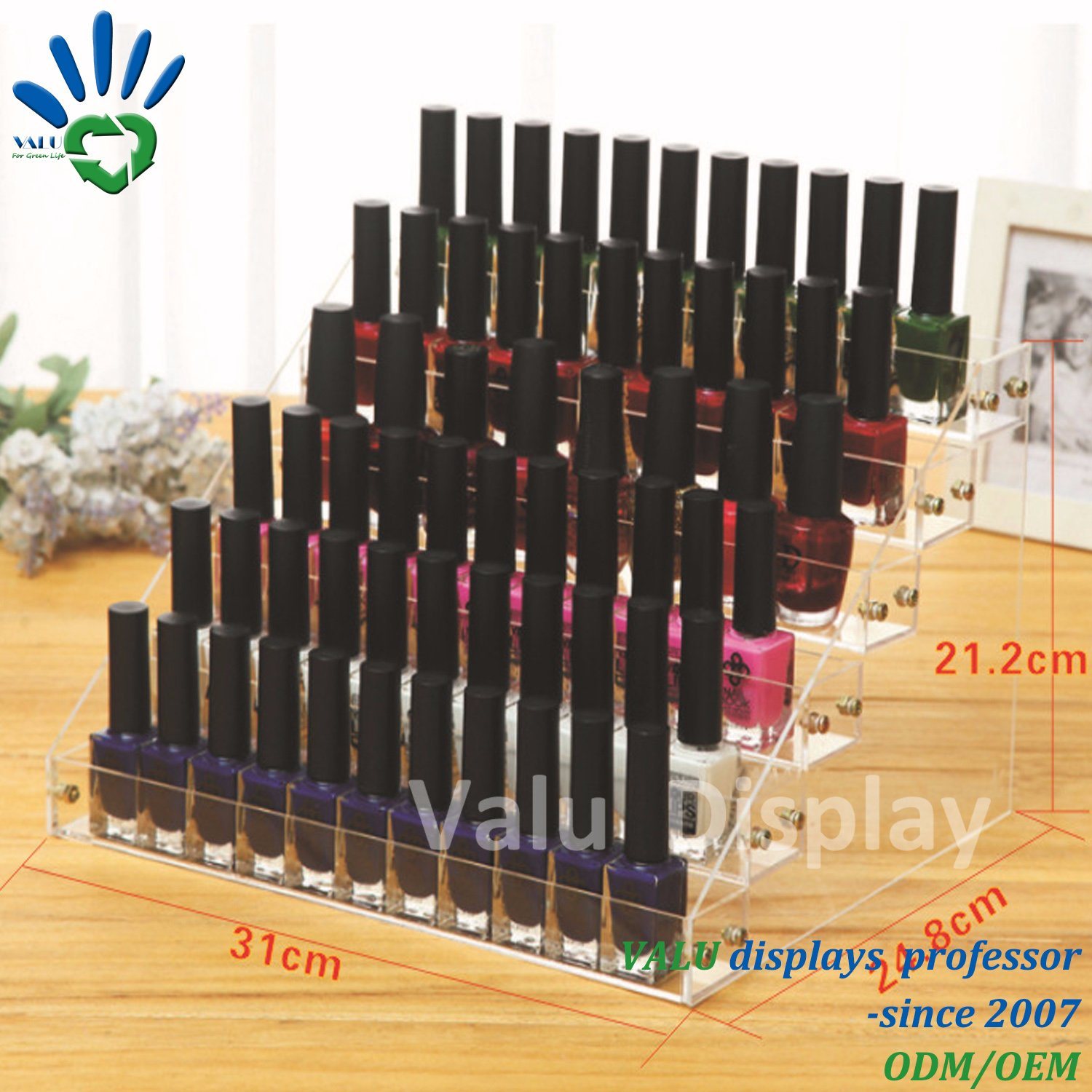 Clear Acrylic Nail Polish 6 Open Shelves Countertop Wall Mount Display Rack