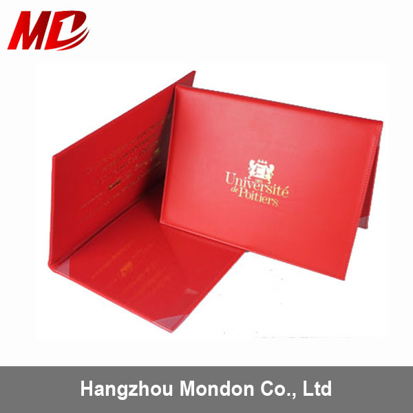 Red Classic PU Leatherette Certificate Folder Book Style