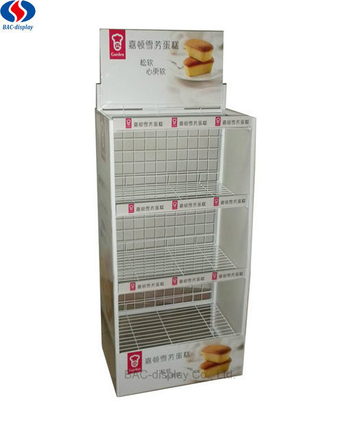 Store Customized Wire Metal Cake Floor Display Rack