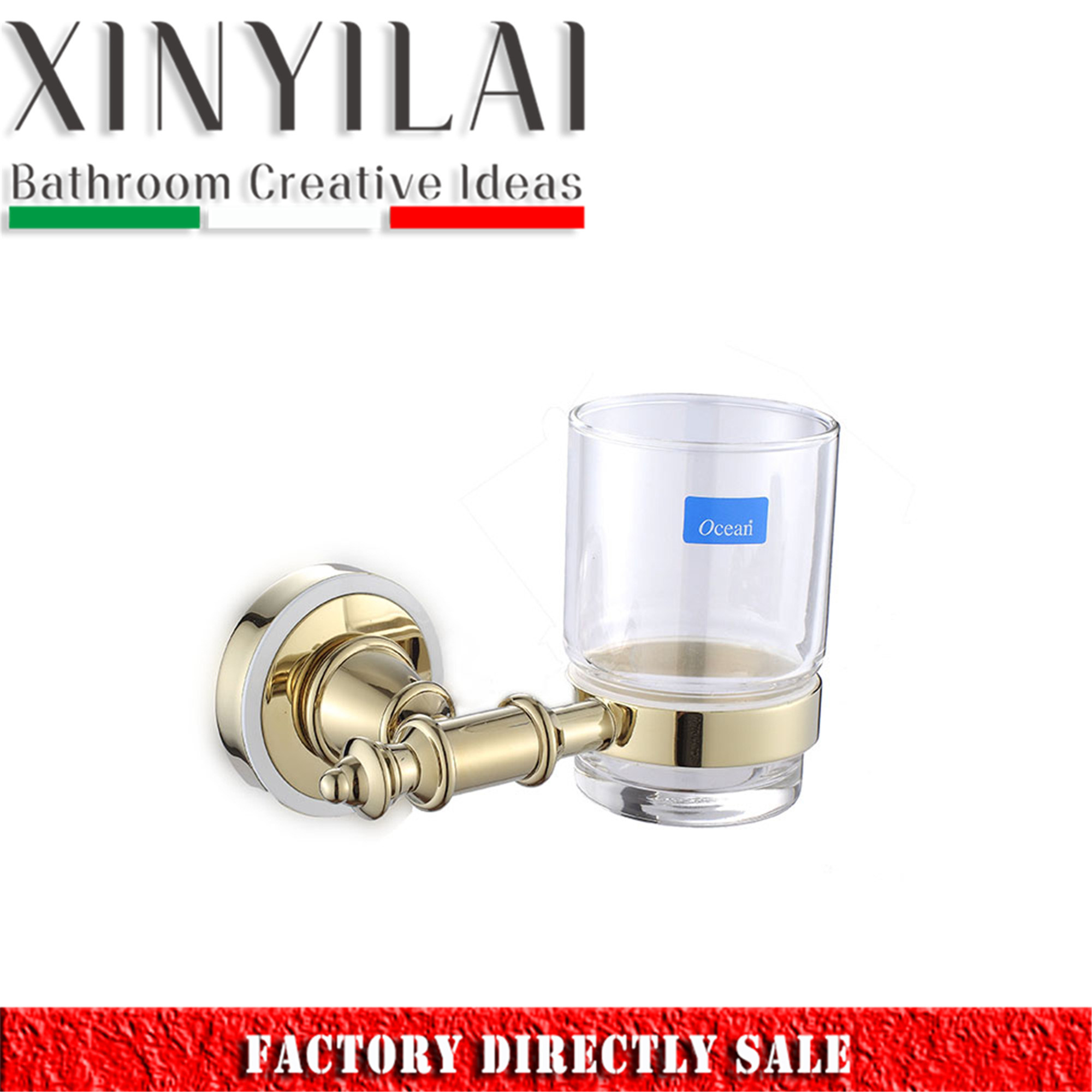 Luxury Golden Finish Wall Mount Glass Tumbler Holder