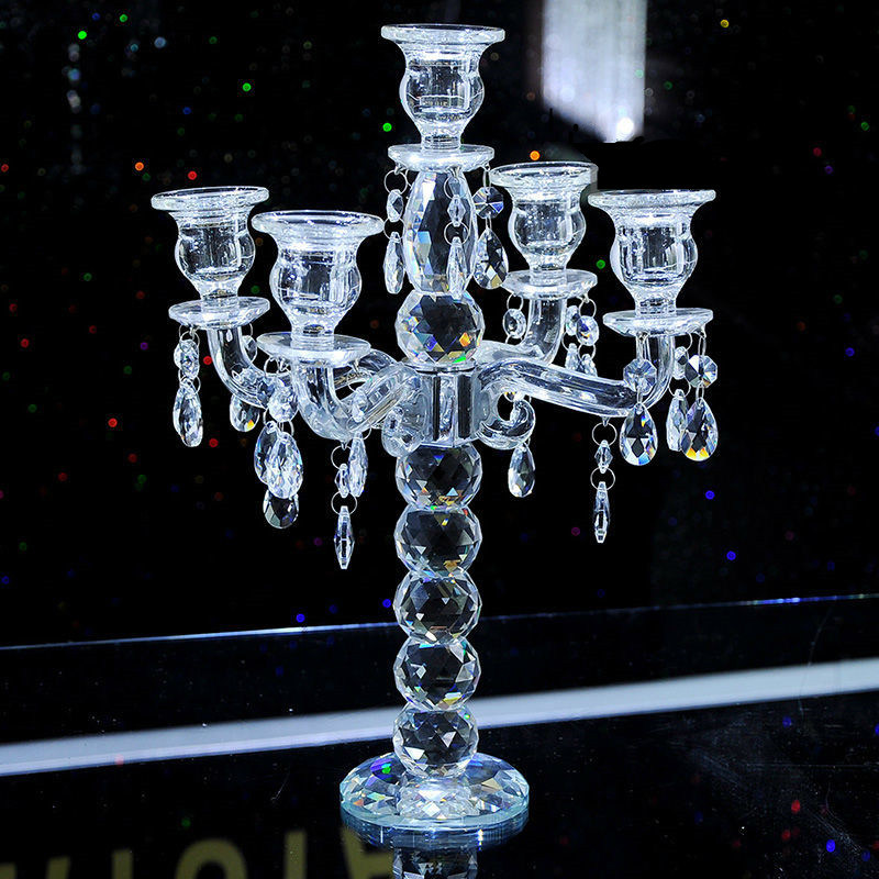 2018 K9 Crystal 5 Arm Crystal Candle Holders Centerpieces Candelabra for Wedding Decoration