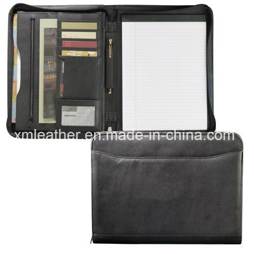 Zipper Leather File Folder Agenda Holder with Ring Binder