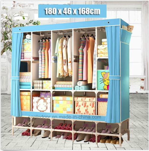 Modern Simple Wardrobe Household Fabric Folding Cloth Ward Storage Assembly King Size Reinforcement Combination Simple Wardrobe (FW-56C)