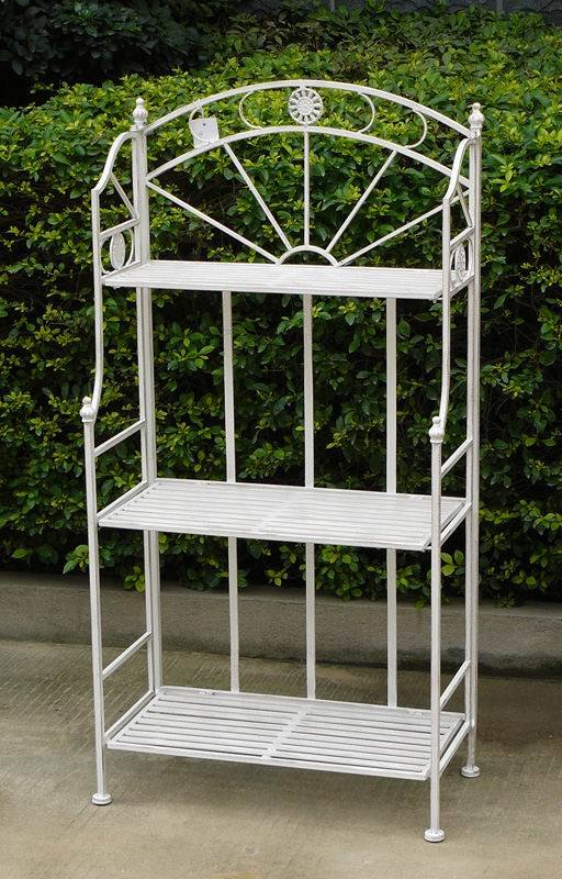 Anqique White Garden Plant Stand Display 3-Tiers Shelf Unit Shelves