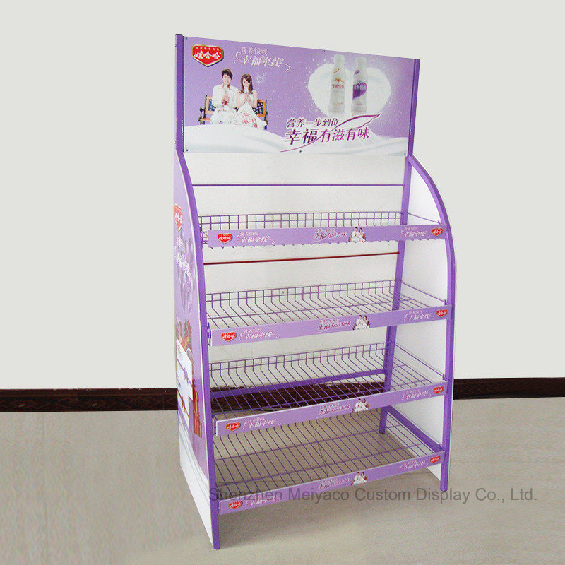 Purple Powder Coat Custom Logo Beverage Metal Wire Display Rack