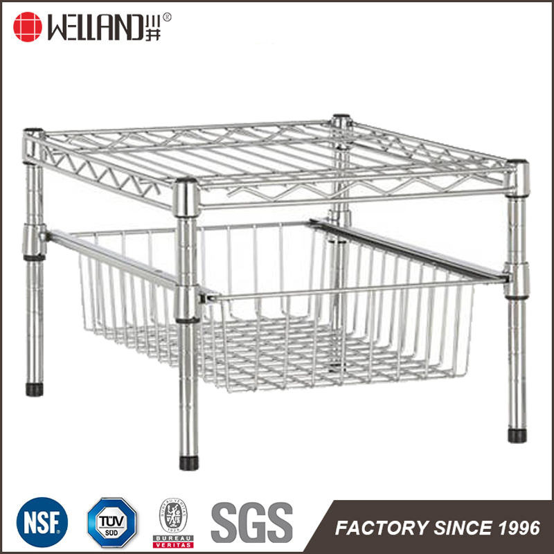 Mini 2 Tiers Chrome Metal Wire Coffee Storage Rack for Home