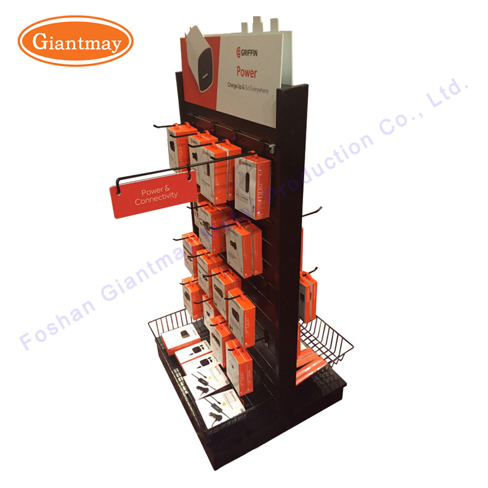 Wholesale Double Sides Cell Phone Accessory Tabletop Hanging Slatwall Display Rack