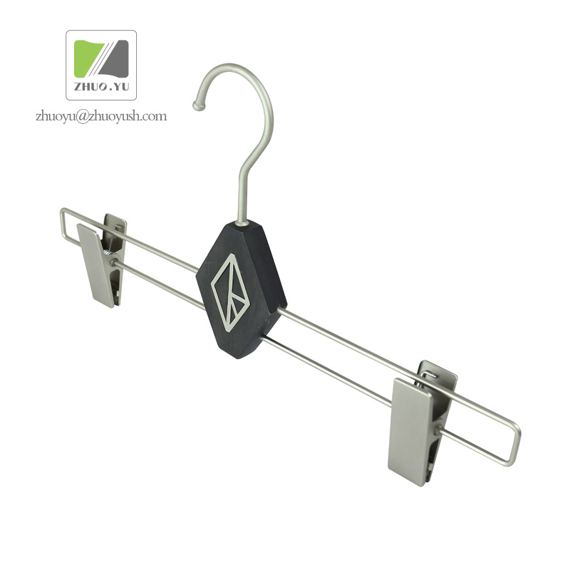 Luxury Black Wooden Bottom / Clothing Hanger with Metal Logo