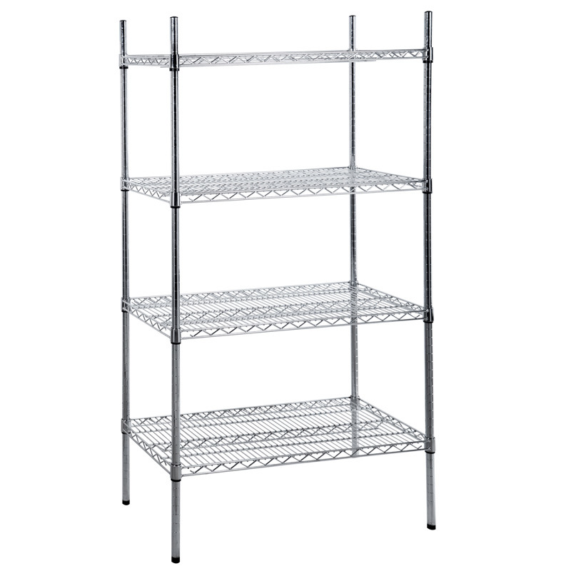 Folding Chrome Metal Wire Mesh Display Shelf