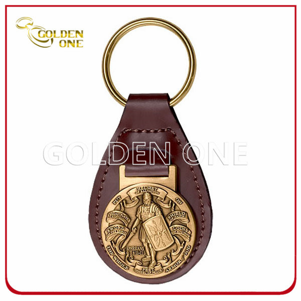 Custom Embossed Logo Genuine Leather Key Chain