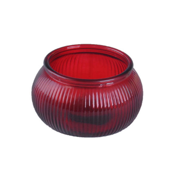 Pumpkin Shape Red Glass Candle Holder