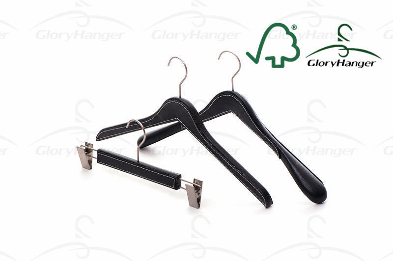 Custom Wood Hanger for Suit Display, Hanger with Leather Cover