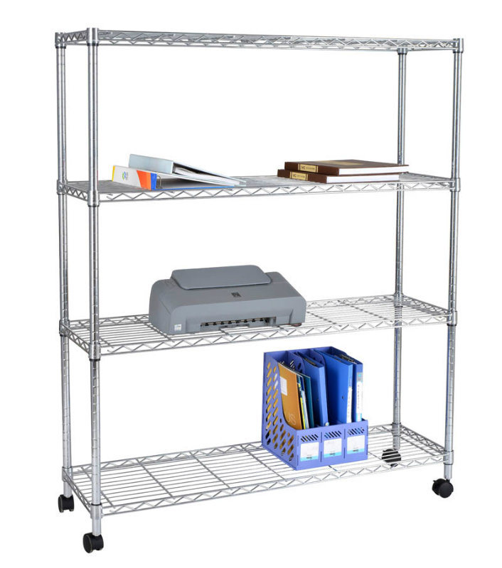 4 Layers Metal Mobile Wire Rack Shelving