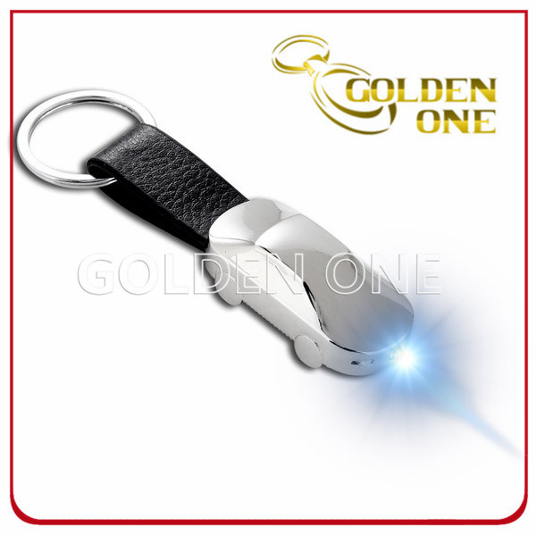 Metal Car Shape LED Light Leather Key Ring