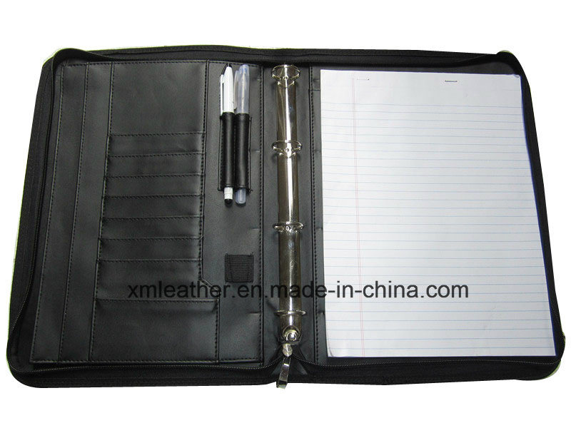 4 Rings Document Agenda Holder Binder with Notepad, Pen Loop