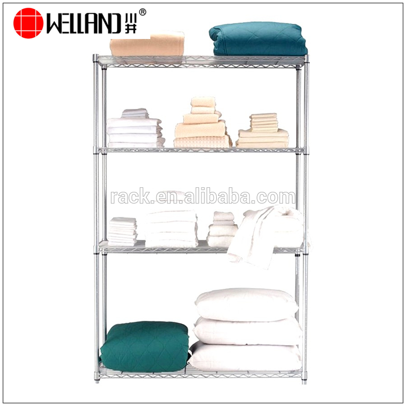 New Style 4 Shelf Adjustable Commercial Laundry Room Chrome Metal Wire Storage Rack Shelving