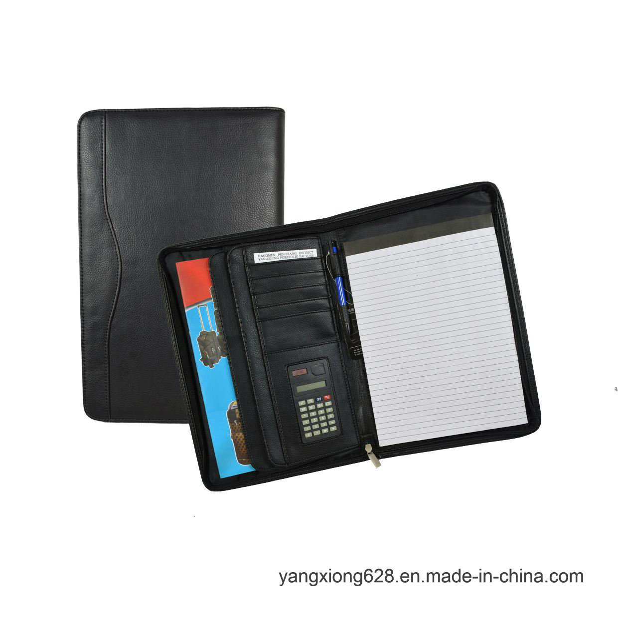 Dark Black PU Leather Excultive Folder with Calculator