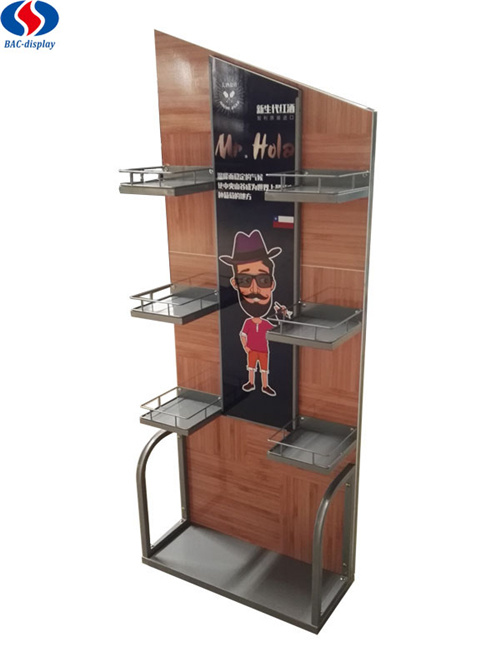 New Design Floor Standing Commercial Wine Metal Display Rack